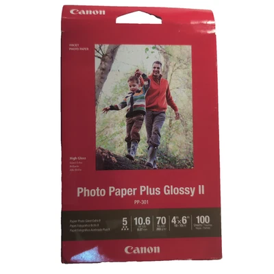 Canon Photo Paper Plus Glossy II 4x6" 100 Sheets New Sealed PP-301 - Image 1 of 4
