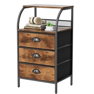 Nightstand Bedside Table Drawer Organizer Side Table with Fabric Drawers End ... - Picture 1 of 7