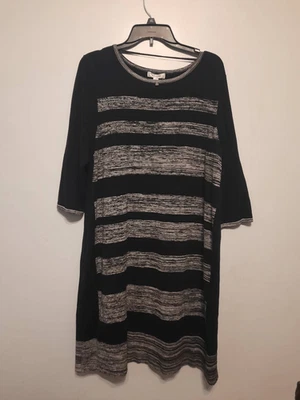 Vestido Suéter Dressbarn Mujer Talla 2x Negro y Gris Jaspeado Rayas Foto 1 de 4