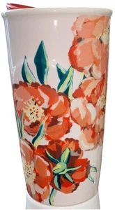 Vaso de viaje Starbucks de cerámica rosa con flores rojas con tapa 10 oz ENVÍO GRATUITO - Imagen 1 de 9