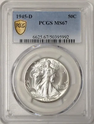 1945 D Walking Liberty Half Dollar PCGS MS-67 - Image 1 of 3