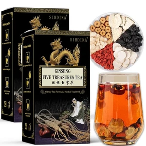 Ginseng Five Treasures Kidney Care Tea - Zhu Gen Wu Bao Cha - 20bag/2boxes  - Picture 1 of 7