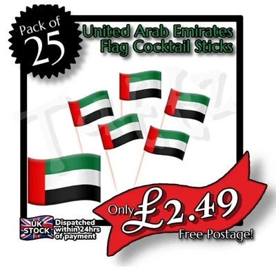 25x United Arab Emirates Flag Cocktail Sticks