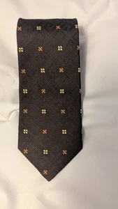 Men's Used Gentleman Givenchy Neck Tie Brown Flower Logo 3.75 Inch Regular - Picture 1 of 3