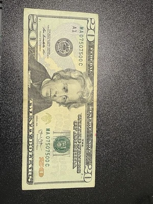 2013 $20 Dollar Bill Fancy Serial Number Trinary Note - Image 1 of 4