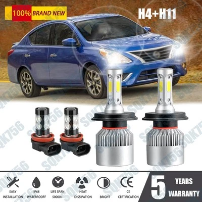 4X Bombillas antiniebla LED blancas de haz alto/bajo para Nissan Versa 2007-2019 Foto 1 de 4