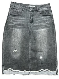 The Main Street Exchange Women's Distressed Black MidLength Size6 Cot/Poly/Spand - Picture 1 of 8