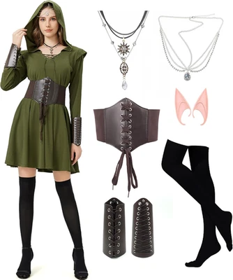 Mittelalter Kleidung Damen Gothic Kleid Elfen Kostüm Damen Mittelalterliches Kap