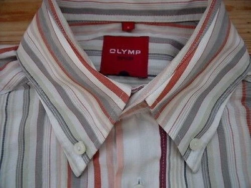 Olymp Novum Uomo Camicia di Affari Braun Grigio Bianco Manica TG. S come Nuovo # - Immagine 1 di 1