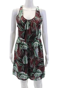 Madewell Womens Silk Plant Print Scoop Neck A-Line Tank Dress Green Size S - Foto 1 di 6