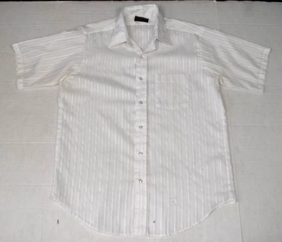 Vintage Leisure Shirt Royal Knight Size M/L 60s Textured Ribbed White SS Shirt - Image 1 of 4