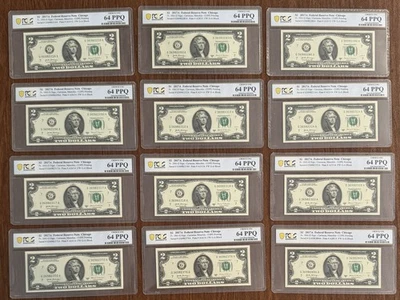 12 PIECE LOT $2 2017A FEDERAL RESERVE NOTES CHICAGO PCGS 64PPQ FR# 1941-G - Image 1 of 2