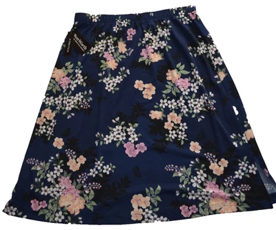 NUEVO CON ETIQUETAS FALDA DE PUNTO BONWORTH para mujer talla XL azul floral sin forro Foto 1 de 4