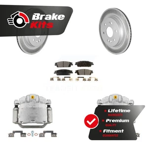 Rear Brake Caliper Coat Rotors & Ceramic Pad Kit For With Electric Parking - Picture 1 of 1