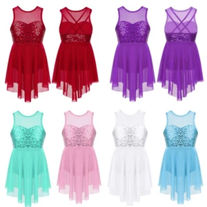 Niñas Baile Leotardo Vestido Sin mangas Lentejuelas Chaleco Suelo Niños Faldas Irregulares - Imagen 1 de 94