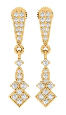 SI1 G 0.50 Ct Natural Diamond 14K Solid Yellow Gold Dangle Chandelier Earrings - Image 1 of 4