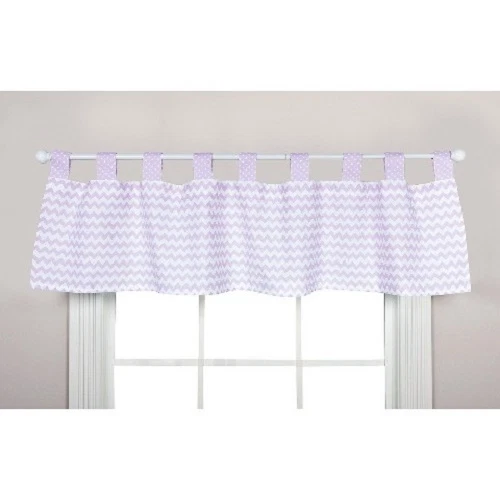 Trend Lab Orchid Bloom Window Valance Curtain Purple & White Chevron Stripes - Image 1 of 1