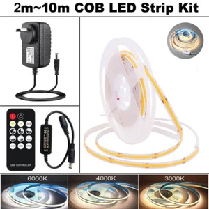 2m~10m COB Led Strip Flexible Tape Lights With 14Key RF Remote Dimmable Plug Kit - Picture 1 of 22