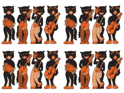 万圣节 Scat 猫带镂空散装 4 件套装饰复古风格复古 — 第 1/2 张图片