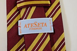 ATESETA FIRENZE TIE SILK NECK  GOLD RED HANDMADE ITALY - Picture 1 of 9