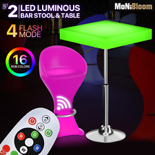 2 Pcs LED Light[BAR STOOL+ADJUSTABLE HEIGHT PUB TABLE]16 Colors w/Remote Control