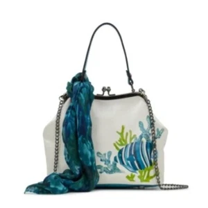Patricia Nash Framed Laureana Striped Fish Spot Print Bag & Scarf NWT - Picture 1 of 12