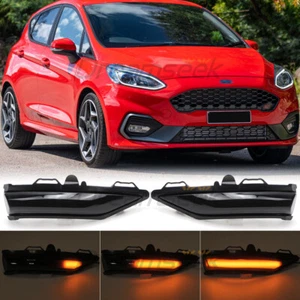 LED Seiten Spiegelblinker für Ford Fiesta MK8 2019-22 Mit Blinkerleuchte Rauch - Picture 1 of 12