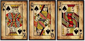 Retro Playing Card Wall Art Poker Wall Art Canvas Prints Joker Jack Queen King R - Picture 1 of 3