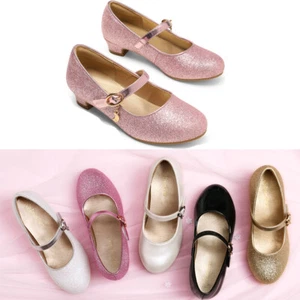 Girls Kids Children Low Heel Party Wedding Mary Jane Sandals Court Shoes Size US - Picture 1 of 11