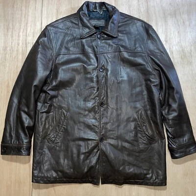 Banana Republic Button Down Leather Jacket Coat Men’s Sz L  Brown Soft Leather - Image 1 of 4