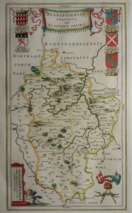 Antique map of Bedfordshire by Joan Blaeu 1662 - Picture 1 of 10