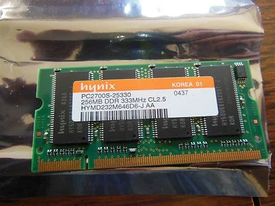MEMORY STICKS HYNIX 256MB PC2700S-25330 DDR 333MHz CL2.5 HYMD232M646D6-J AA  - Image 1 of 4