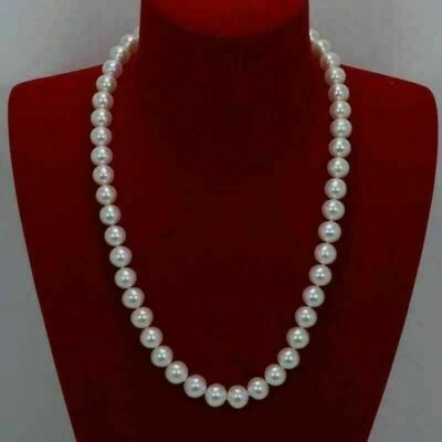 Collar de perlas blancas 22" 24' AAAA japonés Akoya 7-7,5 mm cierre de oro amarillo de 14K Foto 1 de 4