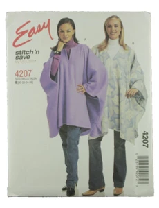 McCalls Easy Sewing Pattern 4207 Misses Ponchos Rounded Hemline Slit V-neckline - Picture 1 of 4