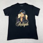 Aaliyah Shirt Erwachsene groß schwarz glitzernd kurzärmelig grafisches T-Shirt Baumwolle