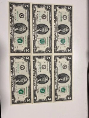 PRICE IS PER NOTE 6 2013 UNC $ 2 FANCY BINARY NOTES And 1 RADAR NOTE，Top Rare ！ - Image 1 of 3