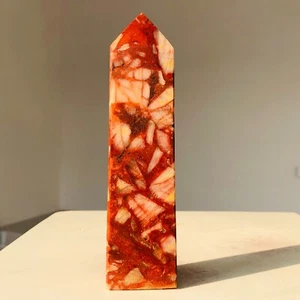 328g Natural Red Jasper Agate Quartz Crystal Tower Point Mineral Healing E862 - Picture 1 of 12