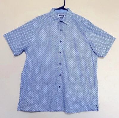 Club Room Shirt Men’s Size X-Large Blue Geometric Button Down Short Sleeve Top - Image 1 of 4