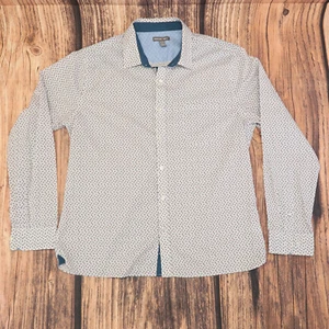 Geoffery Beene Mens Button Up Shirt Size 17-17.5 Floral Print Long Sleeve - Picture 1 of 13