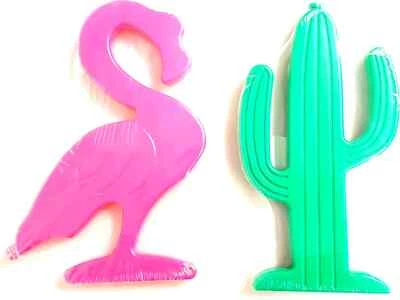 MARKENLOS 2 Stück Set Kühlakku Kühlakkus Kühlelemente für Kühlbox Flamingo Kaktus