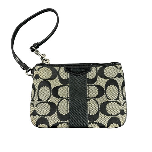 Bracciale Coach Signature Jacquard Stripe Nero Monogram Bordo in Pelle