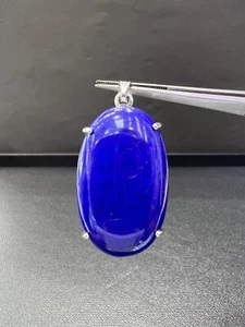 Premium Grade Lapis Lazuli Pendant Made With Silver925 Platinum Coated - Picture 1 of 7