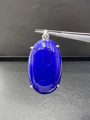 Кулон из лазурита премиум-класса с серебряным 925 платиновым покрытием - Изображение 1 из 4