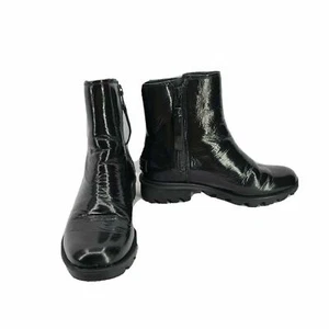 SOREL Phoenix Waterproof Boots Black Patent Leather Shiny Bootie Womens Size 5 - Picture 1 of 11
