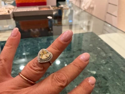 anello donna argento 925 rodiato con cuore giallo in zircone - Immagine 1 di 4