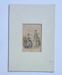 ANTIKER VIKTORIANISCHER DAMENMODE VON 1855 MATTIERTER DRUCK - Bild 1 von 12