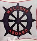 Vintage WELCOME ABOARD Crewel Pillow Kit Nautical Ship Wheel