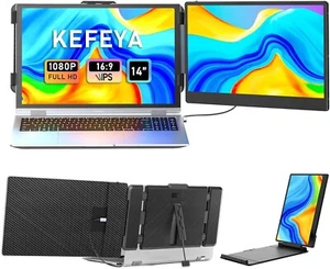 KEFEYA 14" Portable Monitor for Laptop, 1080P IPS FHD USB-C/HDMI, Plug n Play - Zdjęcie 1 z 7