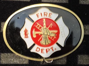FIRE DEPARTMENT Brass Buckle Inserts (ONLY) 1980s Nos Vintage for Belt Buckle - Picture 1 of 1