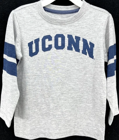 NEW UConn Huskies Colosseum Gray Crew Neck Long Sleeve Shirt Toddler 3T Cover